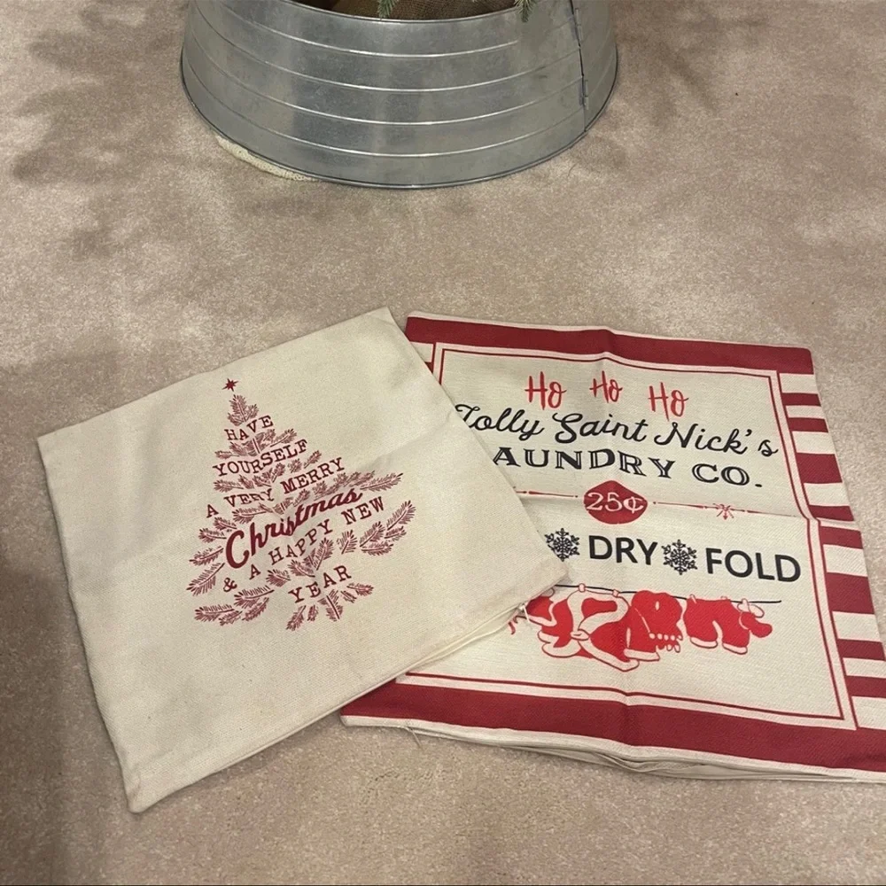 Farmhouse Christmas Throw Pillow Covers Set of 2 Lot